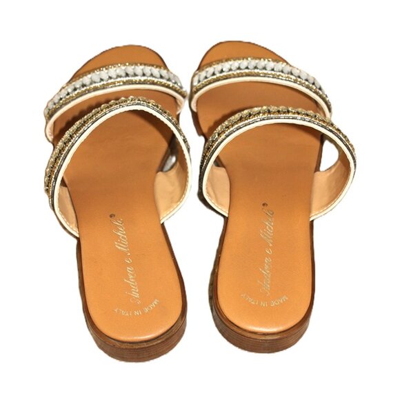 ANDREA e MICHELE Made in Italy Beaded Rhinstone Strap Sandals (US 8.5) - Picture 7 of 11
